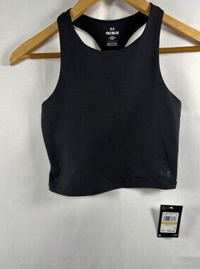 Under Armour Girls Medium Tank Top-Sports Bra Youth Black NWT